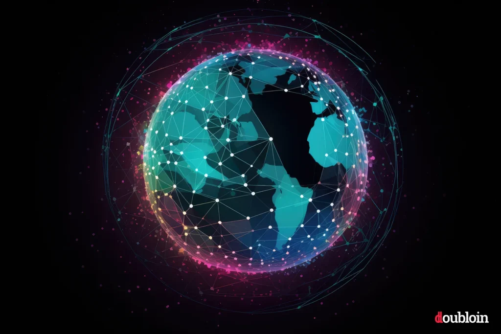 An image of a globe with lines and dots, symbolizing the interconnectedness of cryptocurrency networks.